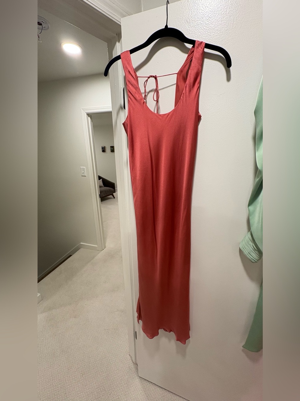 CAMI Sleek Coral Midi Slip Dress